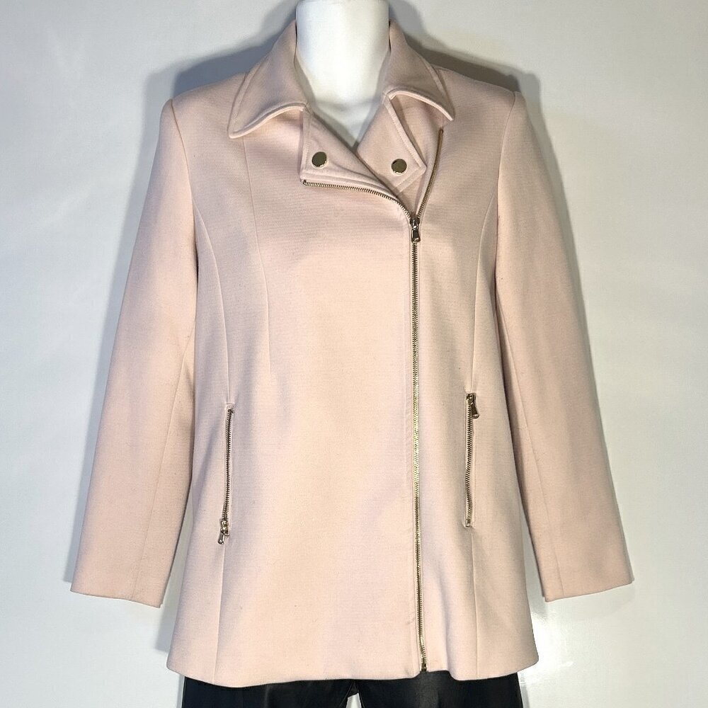 Premise SZ S Pale pink car coat asymmetrical zip up Preppy Classic Essential